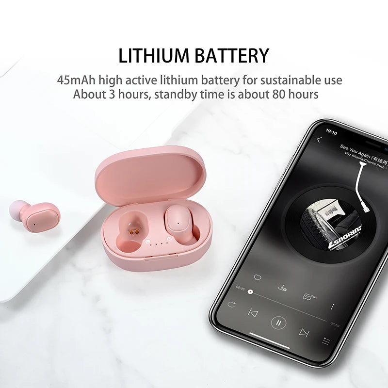 🎧 A6S TWS Wireless Earbuds | Bluetooth 5.0 Headphones 💥 | Stereo Sound 🎶 | IPX5 Sweatproof 💦 | for iPhone/Huawei/Xiaomi 🔋 24H Playtime