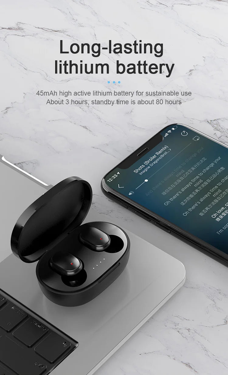 🎧 A6S TWS Wireless Earbuds | Bluetooth 5.0 Headphones 💥 | Stereo Sound 🎶 | IPX5 Sweatproof 💦 | for iPhone/Huawei/Xiaomi 🔋 24H Playtime